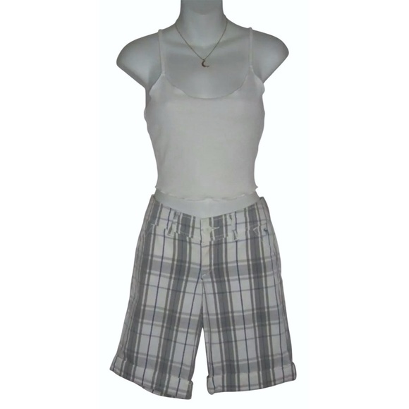Abercrombie & Fitch Shorts Vintage y2k Low Rise Plaid Bermuda Preppy Beachy Prep - Picture 1 of 5